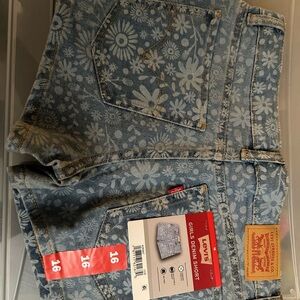 Levi's Light Blue Floral Print Denim Shorts
